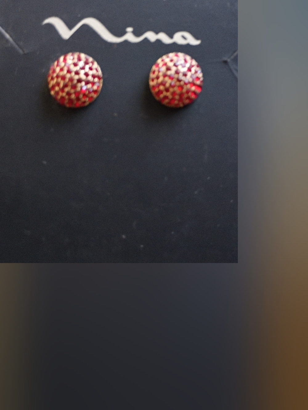 Nina Red and Gold Pavé Dome Stud Earrings